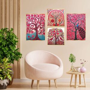Set of Four Wall Paintings for Wall Dacoration Golden Framed Wall Paintings for Living Room & Bedroom Wall Art for Home Decoration & Office Wall Décor (13x10 inch CH-GD4-4)